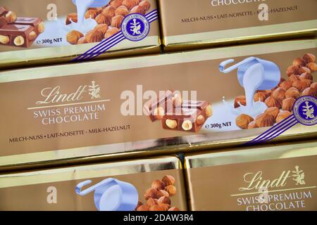 Lindt Hazelnut Gold Chocolate Bar Stock Photo