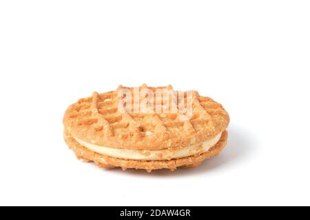 Peanut butter cream cookie isolated on white Stock Photo