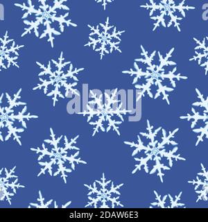 Vector seamless pattern of snowflakes isolated on a blue background. Christmas collection. Vector illustration. Stock Vector