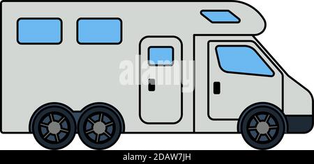 Icon Of Camping Family Caravan Car. Editable Outline With Color Fill Design. Vector Illustration. Stock Vector