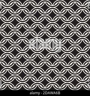 Vector seamless chain pattern. Interweaving thin lines abstract background. Geometric waved trellis design. Stock Vector