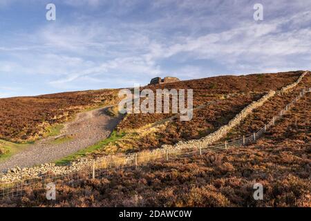 Jubliee Tower and Offa's Dyke, Moel Famau, North Wales Stock Photo