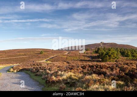 Jubliee Tower and Offa's Dyke, Moel Famau, North Wales Stock Photo