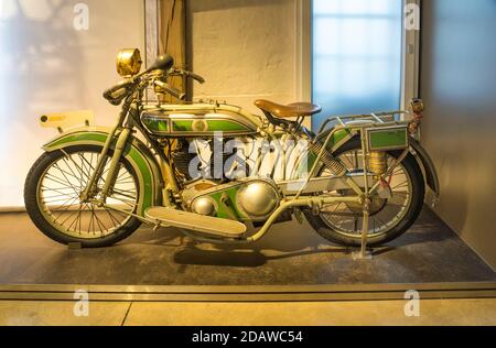 NSU army model, 7/9 hp, Motorcycle in World War I, PS.SPEICHER Museum, Einbeck, Lower Saxony, Germany Stock Photo