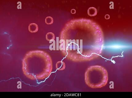 3d rending illustration of an energy ray from the red blood cells Stock Photo