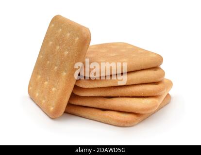 Heap of fresh cookies isolated on white. Stock Photo