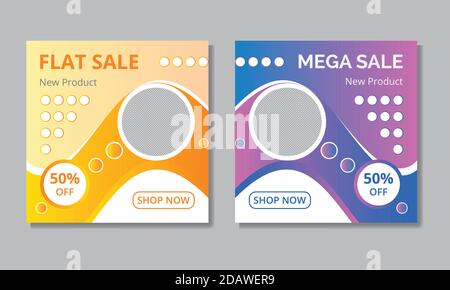 Social media concept flat sale post design template Stock Vector
