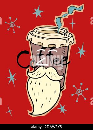 Santa coffee in a paper Cup, Christmas drink in a cafe Stock Vector