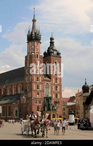 Basilica of St. Mary. Every full hour from the tower, a trumpet plays ...