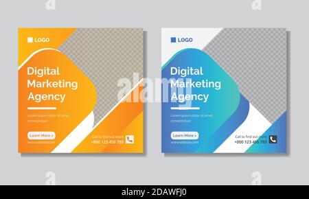 Digital Marketing Agency Vector Social Media Post Template Design. Vector Office Advertising Project. Stock Vector