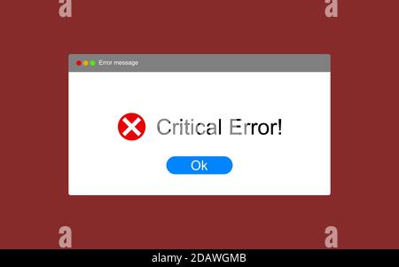 Error message computer window alert popup. System error vector icon failure pc interface. EPS 10 Stock Vector