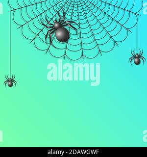 Spiders on a web, on a light background, eps 10 Stock Vector
