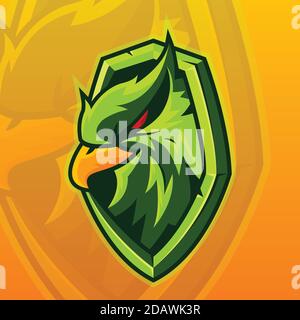 E-sports team logo template with eagle head and shield Vector Stock Vector