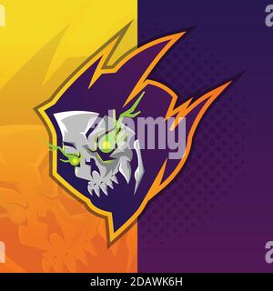 E-sports team logo template with electro skull head Vector Stock Vector