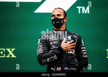 Tuzla near Istanbul, Turkey. 15th November, 2020. HAMILTON Lewis (gbr), Mercedes AMG F1 GP W11 Hybrid EQ Power+, portrait world champion celebration podium during the Formula 1 DHL Turkish Grand Prix 2020, from November 13 to 15, 2020 on the Intercity Istanbul Park, in Tuzla, near Istanbul, Turkey - Photo Antonin Vincent / DPPI / LM Credit: Gruppo Editoriale LiveMedia/Alamy Live News Stock Photo