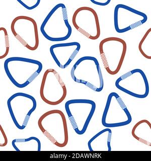 Metal Colored Carabiner Seamless Pattern Isolated on White Background. Safety Hook Stock Vector