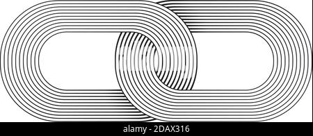 Black lines with different width that makes a chain links symbol. Halftone effect. Vector element for your design. Stock Vector