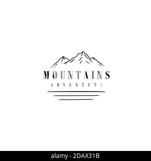 Minimalist Landscape Hill / mountain logo design with a lake Stock Vector