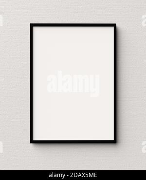 Empty picture frame on a wall with black frame. Blank Mockup for images and photos. Stock Photo