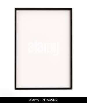 Empty picture frame with black frame. Isolated on white background. Blank Mockup for images and photos with A-standard size format Stock Photo