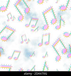 Colorful music icons, sound media seamless pattern Stock Vector