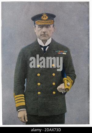 Retro portrait of admiral sir John Jellicoe. Admiral of the Fleet John Rushworth Jellicoe, 1st Earl Jellicoe, (1859 – 1935) was a Royal Navy officer.