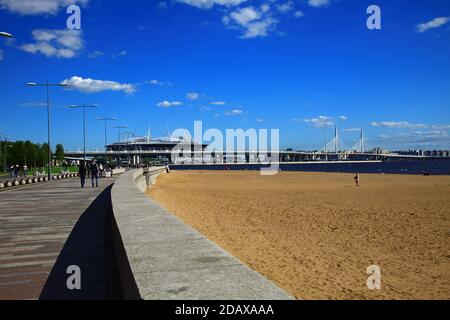 Saint Petersburg, Russia - May 31, 2020: View of the Krestovsky Island, Petrogradsky District. Saint Petersburg, Russia. Stock Photo