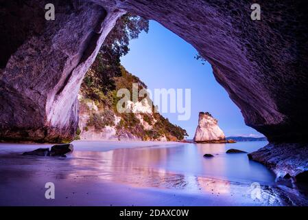 Morning at Cathedral Cove near Hahei, New Zealand Stock Photo