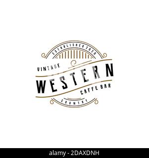 Vintage cafe bar or western restaurant retro badge emblem logo design Stock Vector