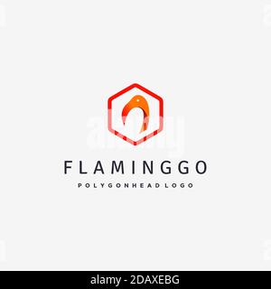 flamingo head logo in polygon shape logo design vector Stock Vector
