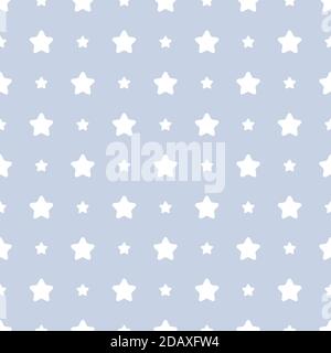 Vector seamless childish pattern with stars.Star White pattern on blue background,  illustration texture for paper, wrapping and fabric Stock Vector