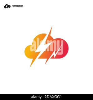 cloud computing with power, lightning icon logo design Stock Vector