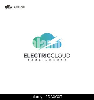cloud computing with power, lightning icon logo design Stock Vector