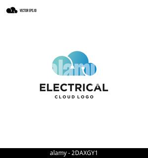 cloud computing with power logo design Stock Vector