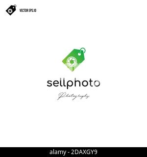 camera shutter icon with Sale logo design Stock Vector