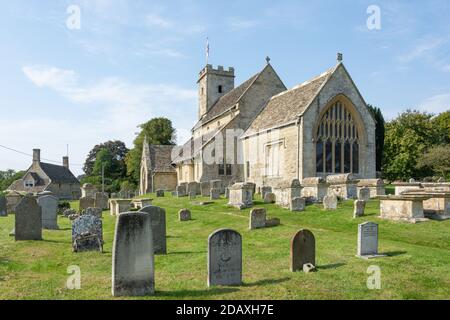 St Mary's Church, Pebble Court, Swinbrook, Oxfordshire, England, United Kingdom Stock Photo