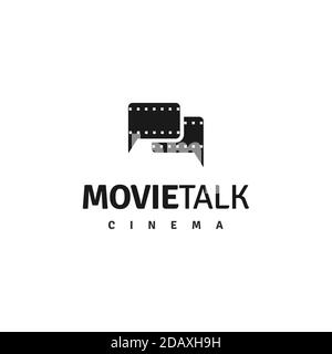 movie chat logo, Negative films with Bubble Chat logo design Stock Vector