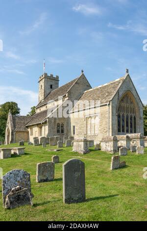 St Mary's Church, Pebble Court, Swinbrook, Oxfordshire, England, United Kingdom Stock Photo