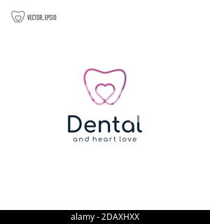 Tooth and heart, dental logo design inspiration Stock Vector