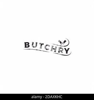 vintage retro Cleaver Crossed sign for Butcher Butchery meat logo design Stock Vector