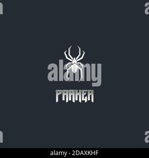spider logo with Silver metallic design vector Stock Vector