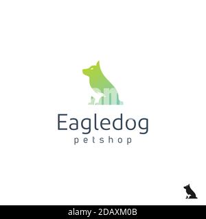 negative space dog with Eagle god for pet shop logo design Stock Vector