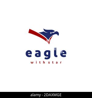 simple eagle head with star in eye logo design Stock Vector