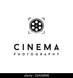 Film Reel, Focus Lens for Cinema Video Photo logo design inspiration Stock Vector
