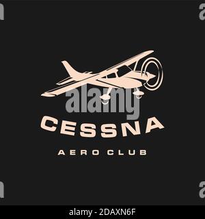 Light small airplane design, Airplane Club or Travel Logo design Stock Vector