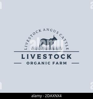 Retro Vintage Cattle , Angus , Beef Emblem Label logo design vector ...