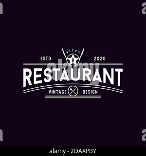 Spoon Fork Knife with star for Restaurant Bar Bistro Vintage Retro Logo design vector Stock Vector