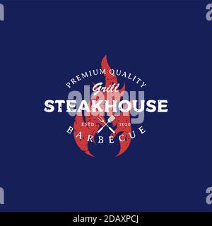 Vintage BBQ Grill, Barbecue, Barbeque Logo design vector Stock Vector