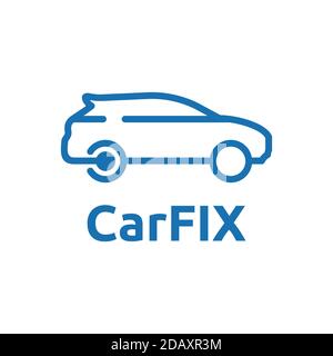 Line art car logo for Car Service Salon Modification Workshop Showroom Stock Vector