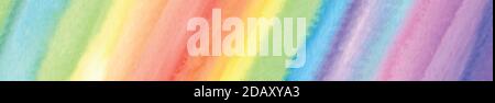 Panoramic texture realistic watercolor rainbow on a white background - illustration Stock Vector